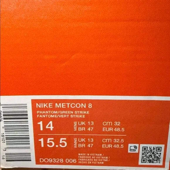 Nike Metcon 8 Phantom Green White DO9328-006 Men’s Size 14